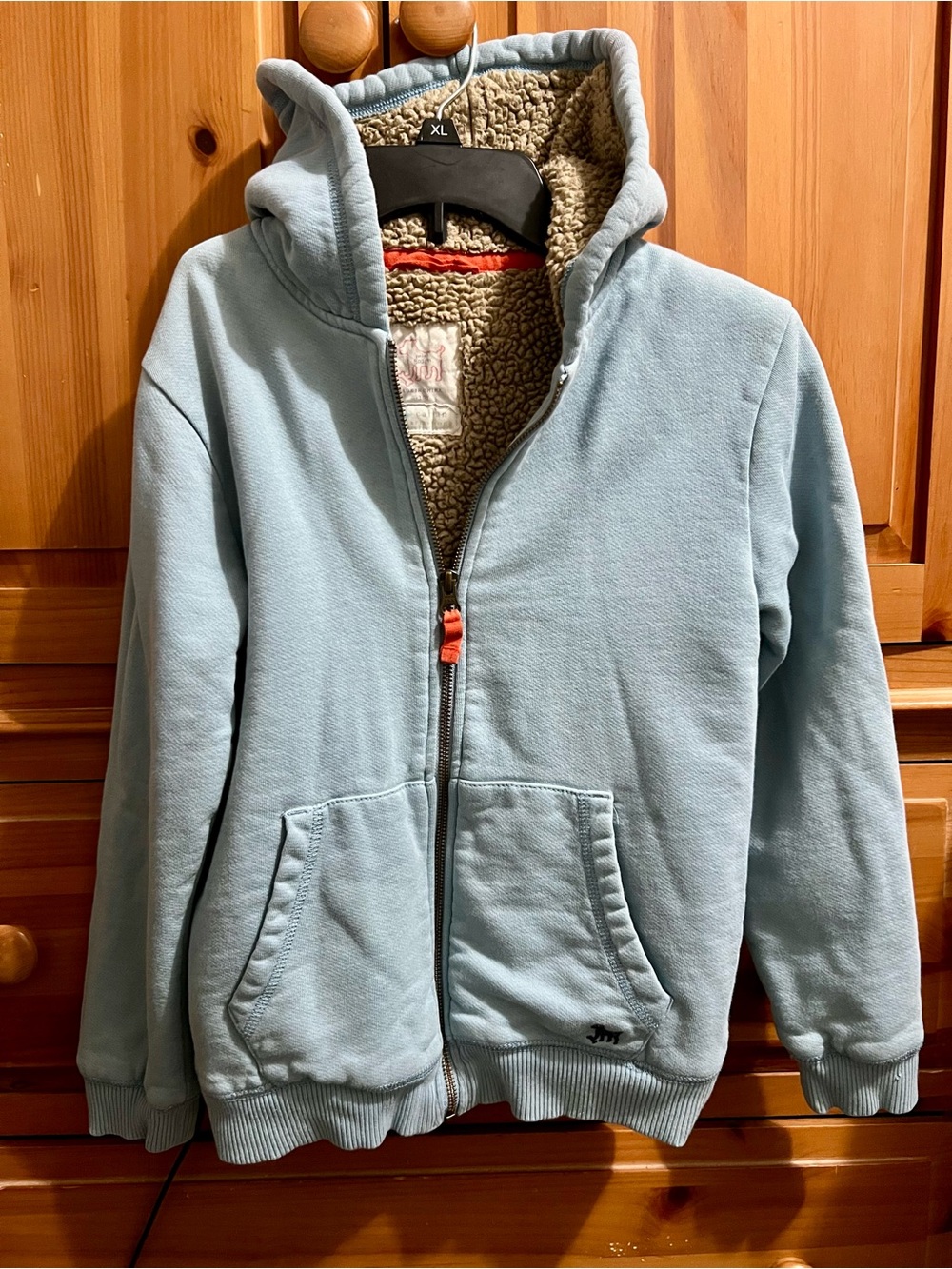 Mini Boden Light Blue Sherpa-Lined Kids' Hooded Jacket 9/10